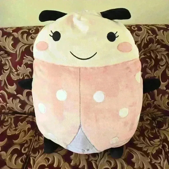 Big pink LadyBug Squishy Throw Pillow - Picture 1 of 4